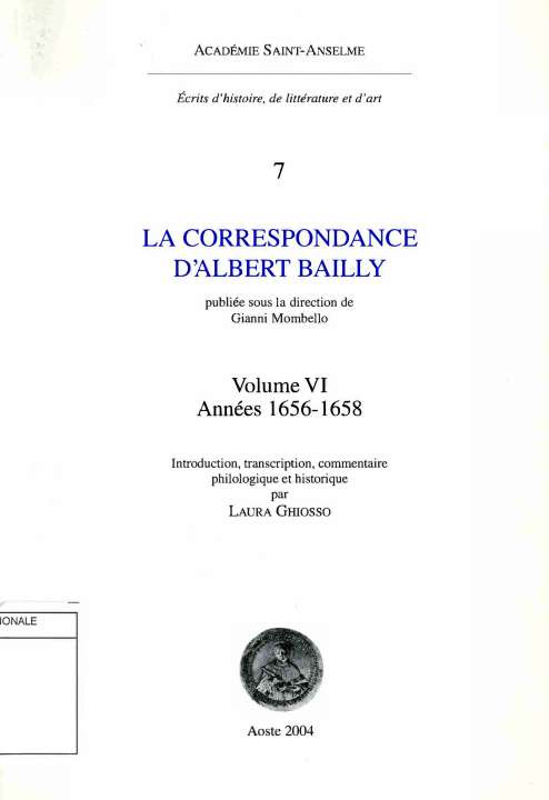 La correspondance d'Albert Bailly. Volume 6, Années 1656-1658
