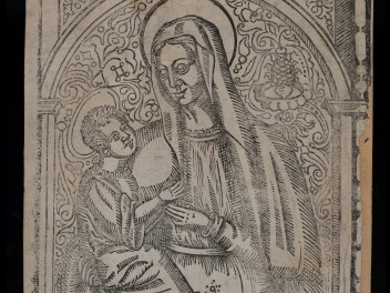 La Madonna del santuario di Vicoforte (Mondovì -Cuneo). Xilografia di Marc de la Rue, 1595 (© RAVA, foto Gonella)