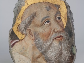 Pittore attivo in Valle d'Aosta (Collino?), Frammento di affresco con testa di san Gerolamo, 1495-1500 (© RAVA, foto Gonella)